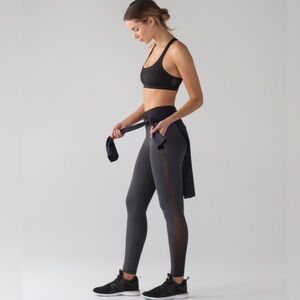 Lululemon Athletica Wide Waistband Smooth Stride Tight Leggings Blue Gray Size 4